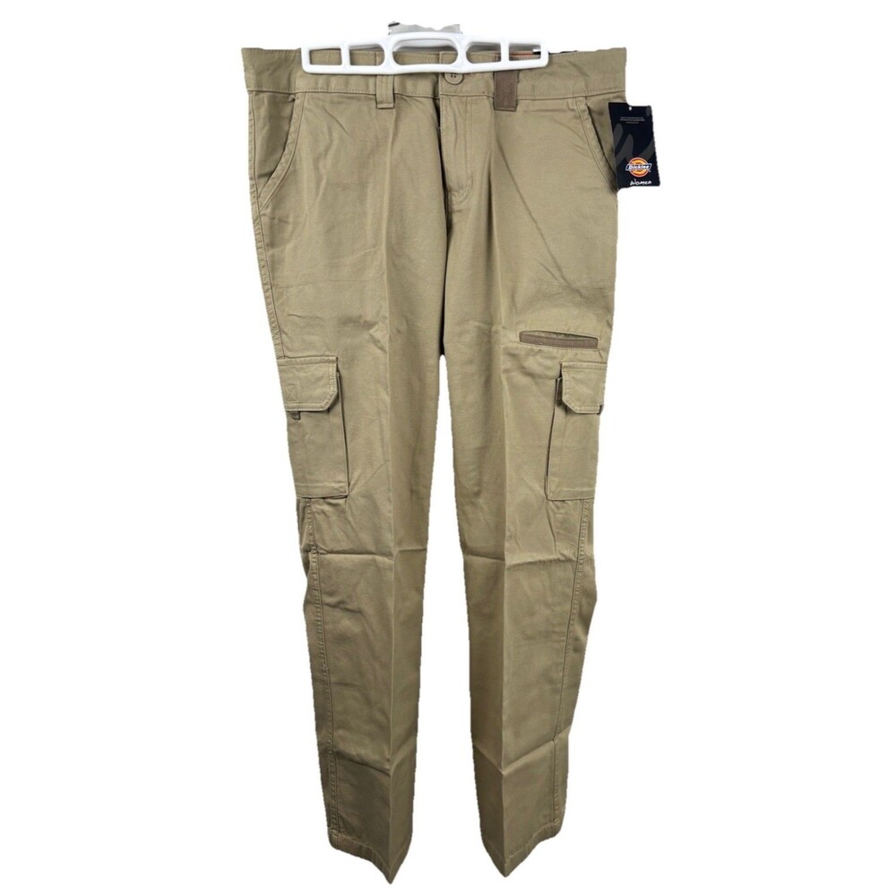 NWT Dickies Khaki Cargo Work Pants Women’s 8R Relaxed Fit 100% Cotton